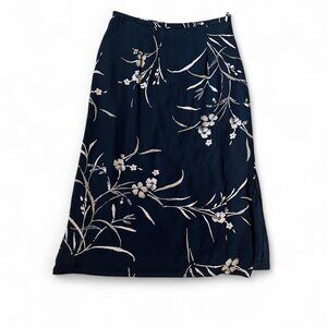 Black silk midi skirt